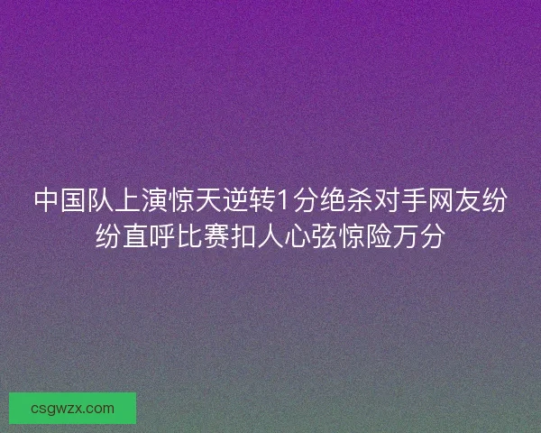 中国队上演惊天逆转1分绝杀对手网友纷纷直呼比赛扣人心弦惊险万分